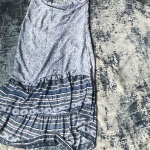 Knox Rose Asymmetrical Blue Patterned Skirt